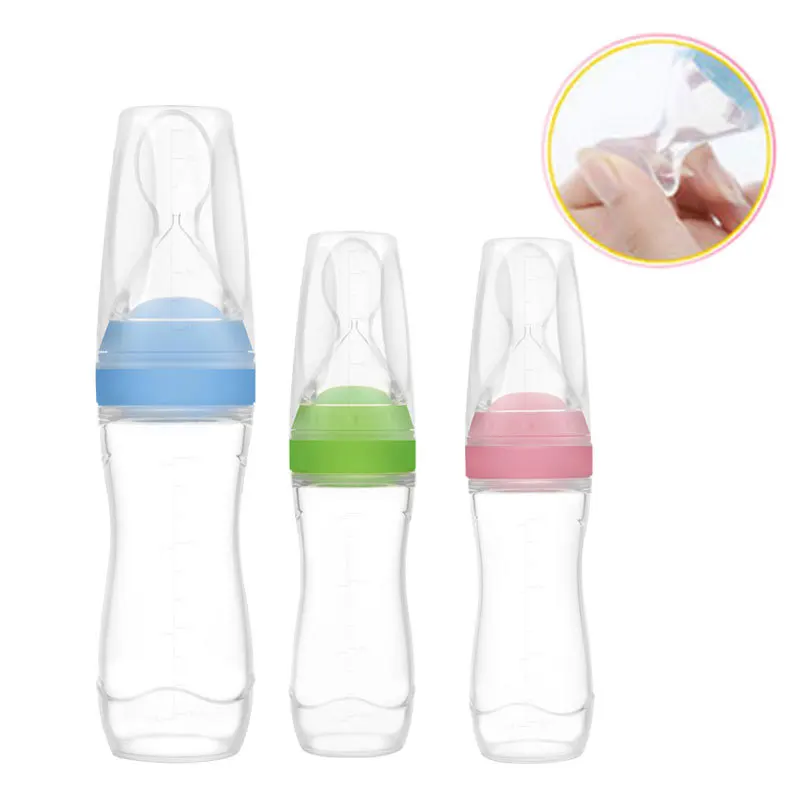 Morsafe 120ml Safety Silicone Baby Bottle With Spoon Food Supplement Rice Cereal Bottles Squeeze Milk Feeding Cup | Мать и ребенок