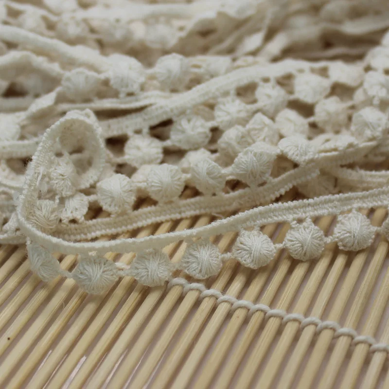 Meetee 5yards/lot 1.3CM Small Round Cotton White Lace Fabric Water Droplets of Soluble DIY Garment Accessories ZK5082 | Дом и сад