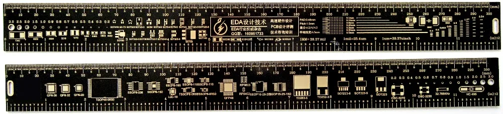 30 см Многофункциональный PCB линейка EDA измерительный инструмент черный