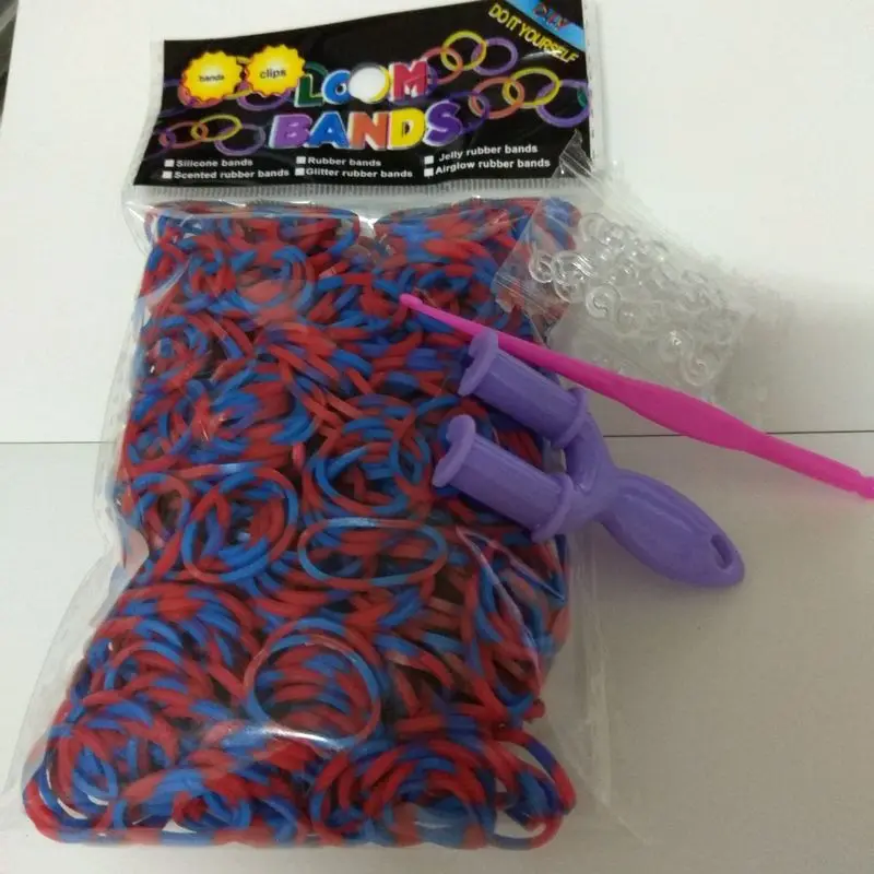 deep blue red 300pcs Восемь в поп упаковке, цвет-разделение оборками резинкой резинок для создания плетеных браслетов в комплекте со станком для плетения браслетов, Радужное плетение браслет - Цвет: deep blue red 300pcs