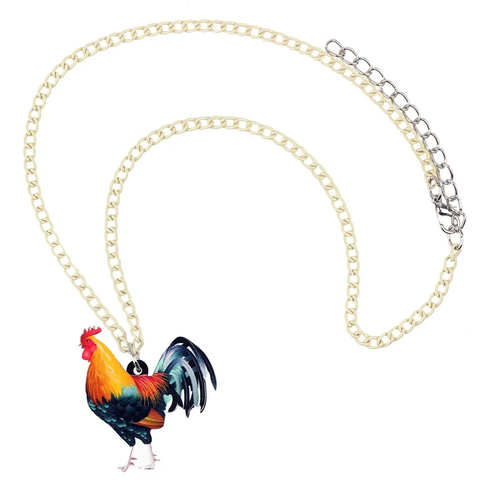 WEVENI Acrylic Anime Farm Rooster Chicken Necklace Pendant Chain Choker Bijoux Jewelry For Women Girls Collier Hot Gift Dropship | Украшения