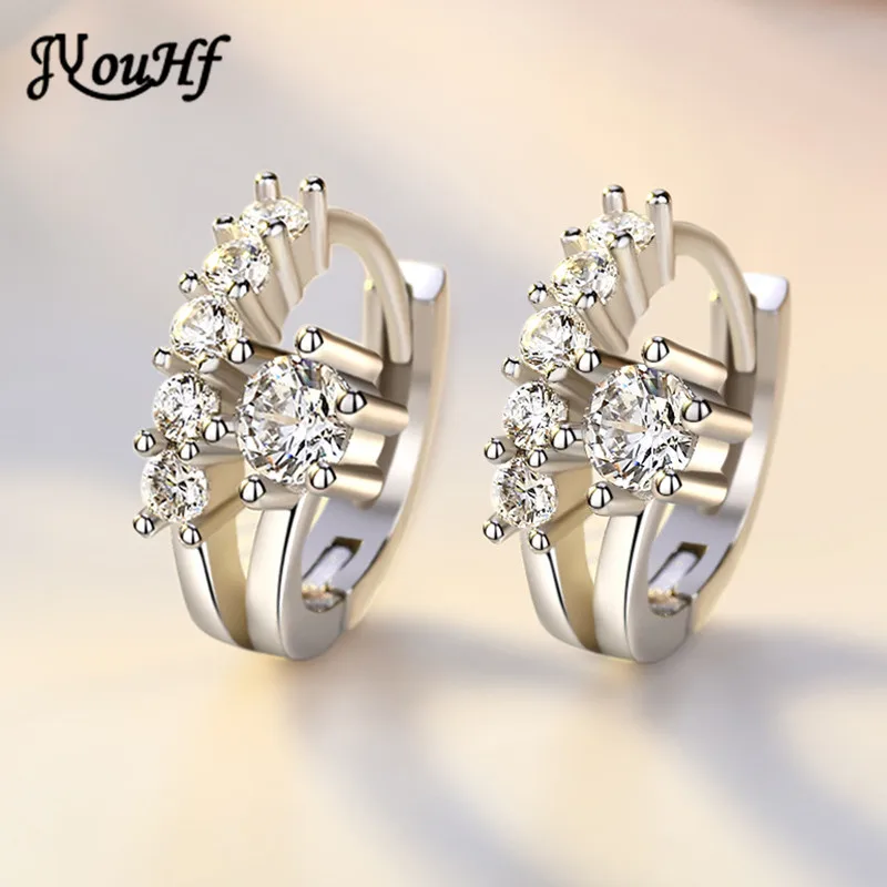 JYouHF 2020 Small Shiny Cubic Zirconia Earrings for Girls Beautiful White Gold Plated Crystal Hoop Fashion Jewelry Gift | Украшения и
