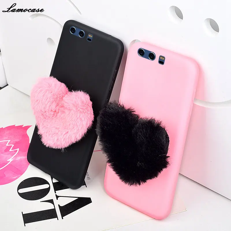 Чехол для телефона P20 Pro P8/P9 lite 2017 P10 Plus Nova 2 Honor 7X Enjoy 7 S mate 10Pro 3D пушистые сердечки