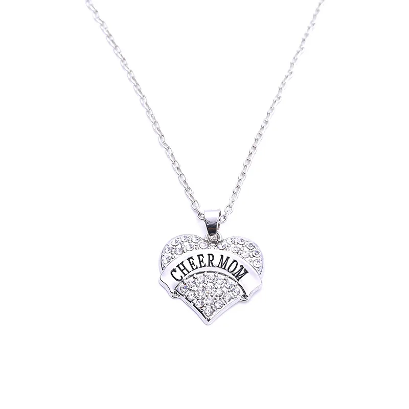 Ожерелье с сердцем Cheer Mom прозрачные кристаллы|rhinestone clips for hair|necklace catnecklace 18k |