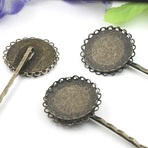 

Кабошон античный бронзовый 25 мм кружевной поднос Заколка-невидимка заколка для волос Сделай Сам Ювелирная фурнитура Аксессуары 100 шт.