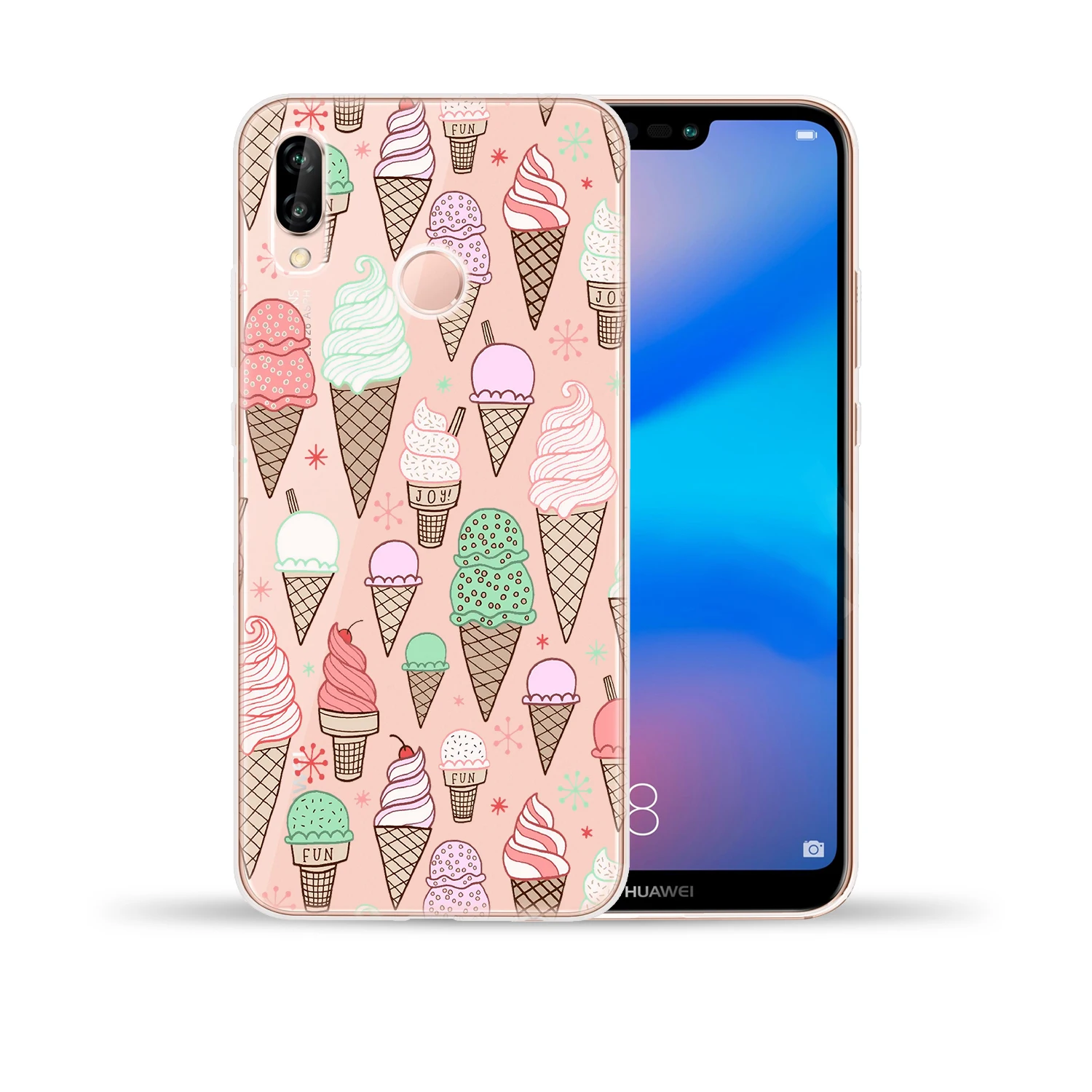 Мягкий чехол из ТПУ с изображением мороженого для Huawei P8 P9 P10 P20 P30 Lite Pro Y5 II Y6 Y3 Y7 Y9 2017
