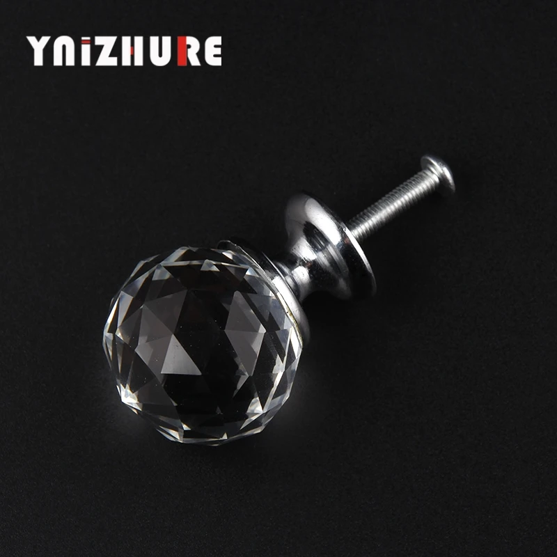 YNIZHURE 30mm Crystal glass ball Shape Design Glass Cupboard Pulls Drawer Knobs | Обустройство дома