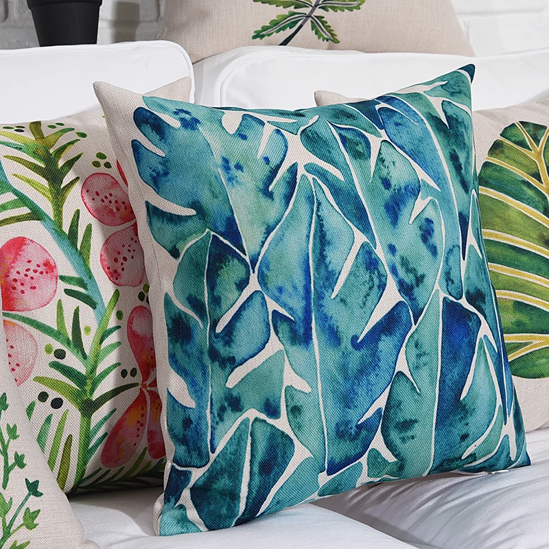 18 &quotКвадрат тропических растений хлопок белье Чехлы Диван Декоративные подушки