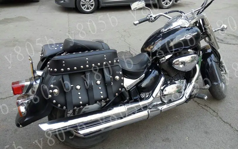 Черная Боковая Сумка с заклепками седельные сумки для Sportster 883 1200 Dyna Wide Glide Bobber Road
