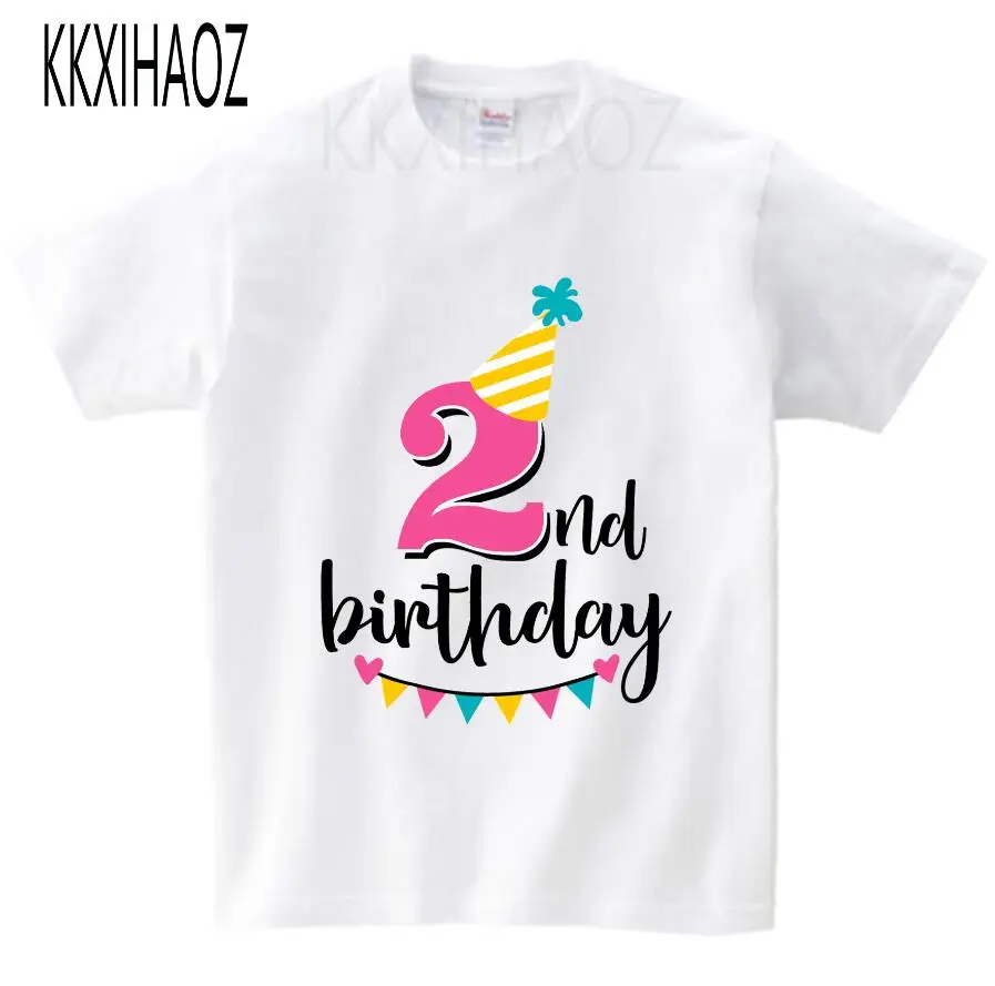 white childreT-shirt Одежда для маленьких мальчиков и девочек с принтом «it's my 1-3 th Birthday», детская забавная футболка, подарок на день рождения для детей 1-3 лет, NN - Цвет: white childreT-shirt