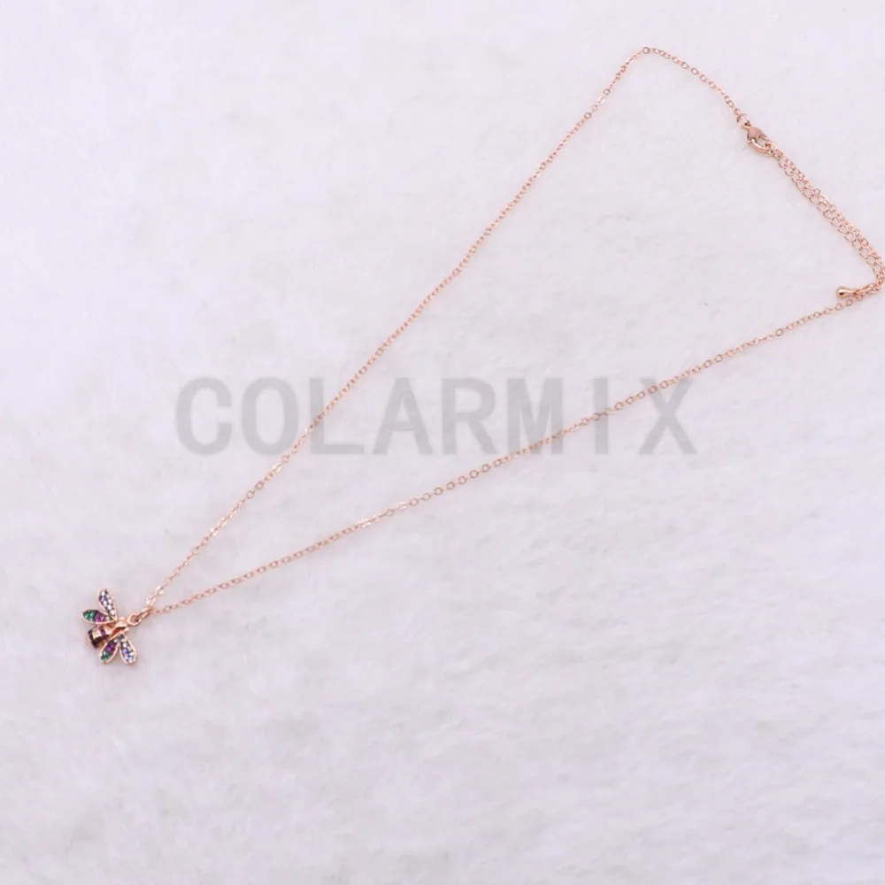 8 Pcs Micro pave Zircon tiny bugs pendant necklace Mix color inset Fashion slim chain 3741 | Украшения и аксессуары