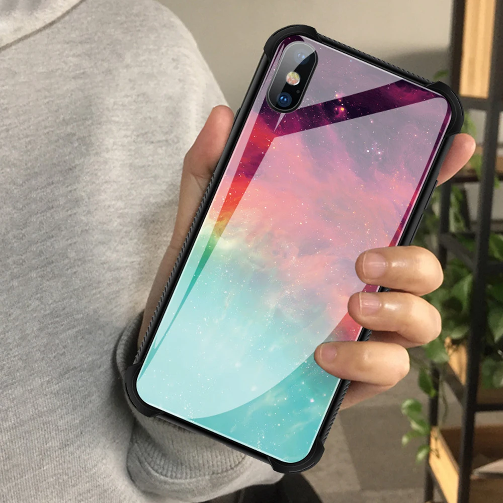 OTAO новинка звездное небо закаленное стекло для iPhone 7 8 Plus 6 6s милые чехлы с кошкой X
