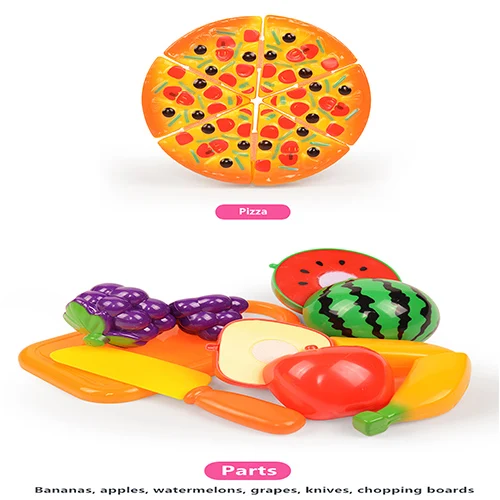 6PCS with PIZZA Детский игрушечный миксер, игрушки для игр, резка фруктов, растительная пища, миниатюрный игровой домик, обучающая игрушка, подарок для девочек - Цвет: 6PCS with PIZZA