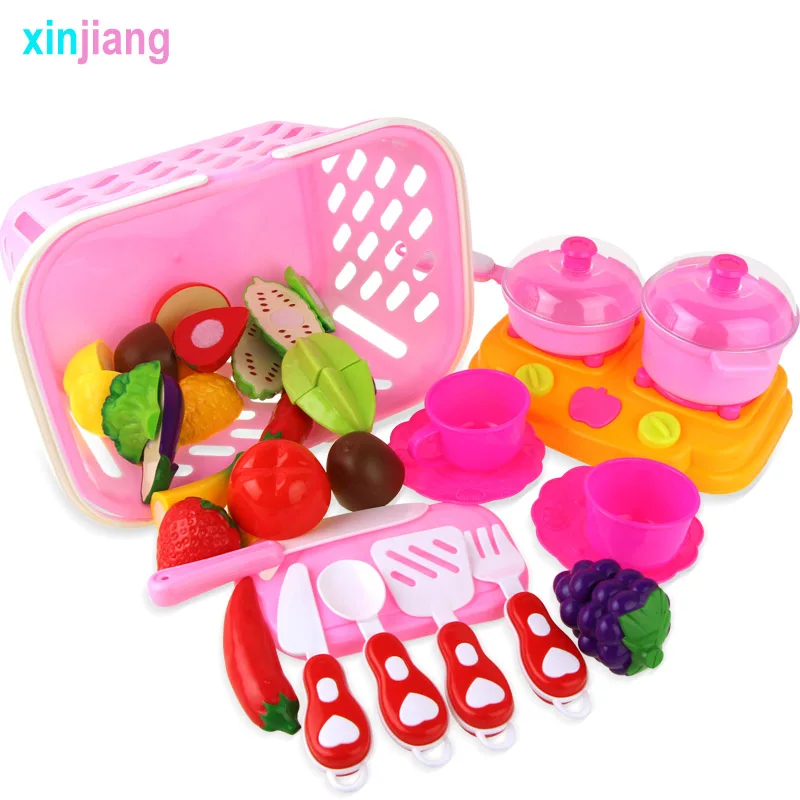26PCS 26pcs Kitchen Food Fruit Vegetable Pretend Play Food Toy Cutting Fruit Vegetable Educational Toy Safety Children Kitchen Toys } - Цвет: 26PCS