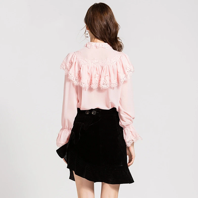 MODA NOVA Дизайнер Повседневная Элегантная блузка для женщин Винтаж оборками