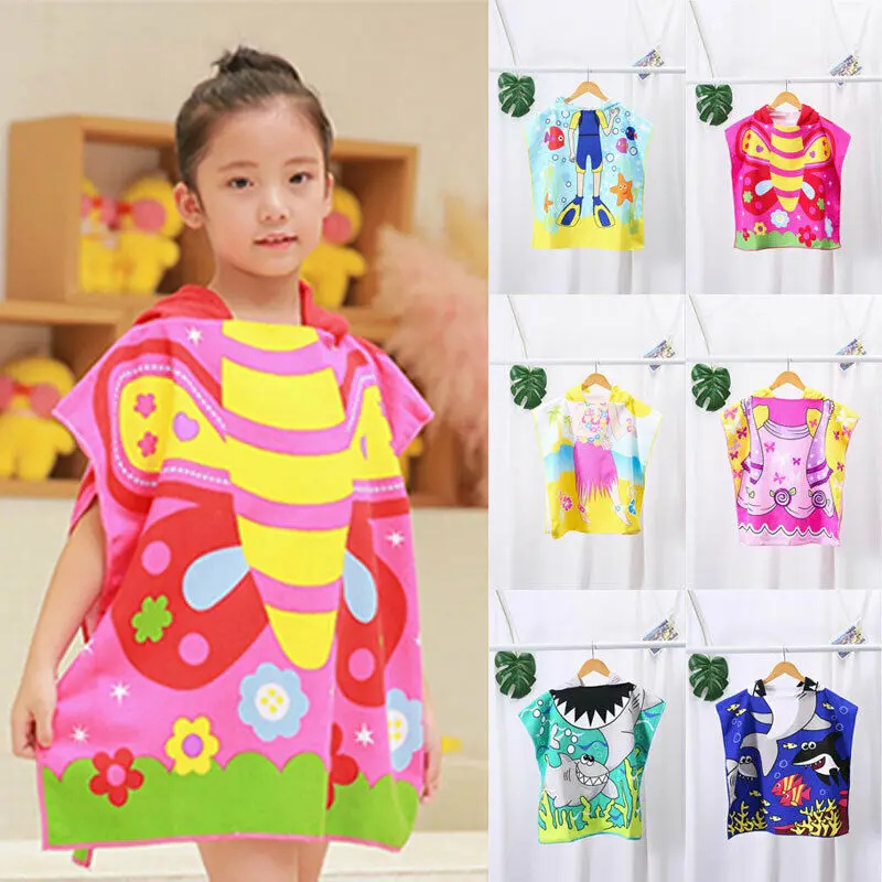 2019 Детский милый мультяшный мягкий теплый Халат с капюшоном плащ пляжное