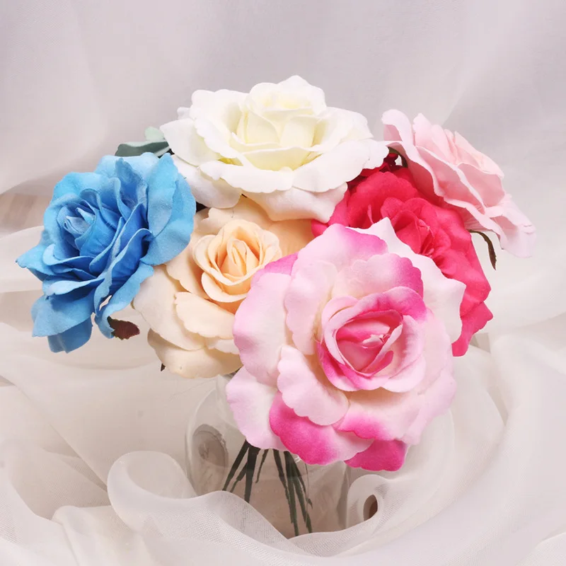 1 шт. 8 см шелк роза искусственный цветок для Свадьбы товары дома DIY ВЕНОК листы