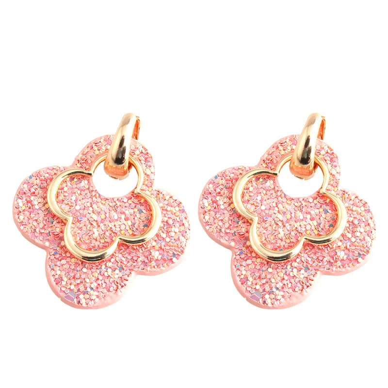 pink NeeFu WoFu большая серьга флэш клевер серьги из кожи Brinco ухо Леопард oorbellen Brinco Рождественский подарок Прямая с фабрики - Окраска металла: pink