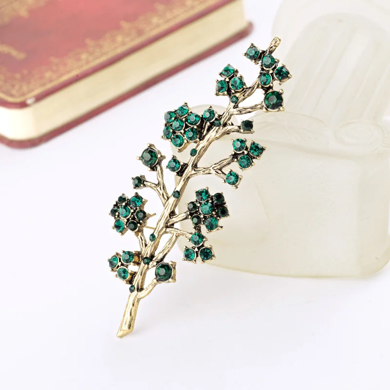 Женские Броши с зелеными кристаллами в стиле ретро из сплава | Украшения и