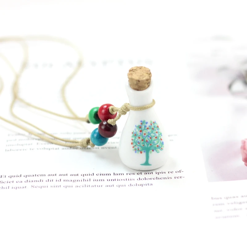 Wish Tree - A Кремация домашних животных золы урны для золы, украшения ручной работы Плетение ожерелье с восковой ниткой колье керамика кулон - Цвет: Wish Tree - A