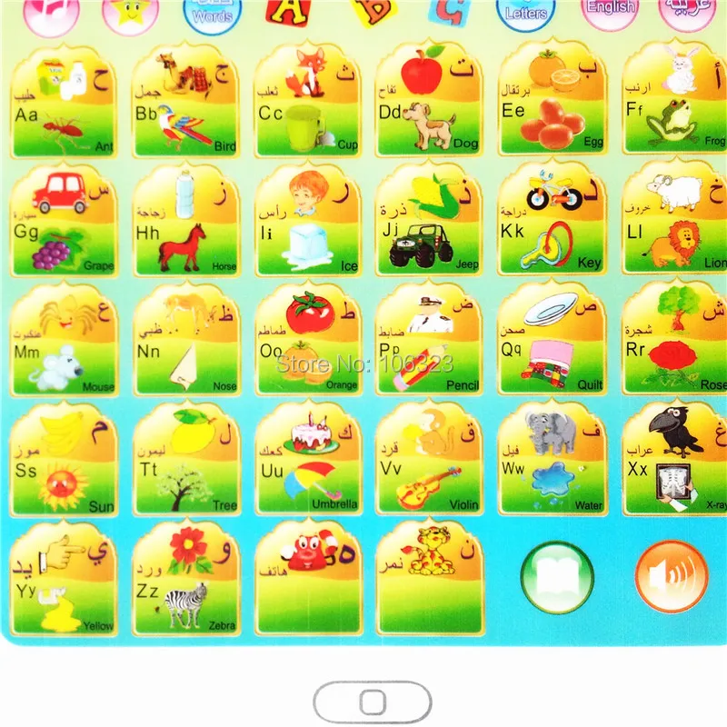 Английский+ Арабский мини IPad дизайн игрушки планшет, Дети Обучающие машины, исламский Святой игрушечный Коран, поклонение+ слово+ буква, AL