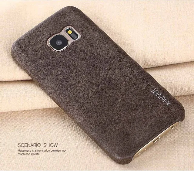 X-крышка с уровнем чехол для samsung Galaxy S7 Ретро Винтаж X уровень матовая кожа задняя защитная оболочка для samsung S7 Edge - Цвет: Brown