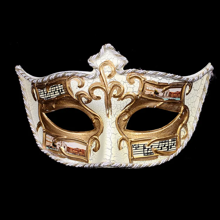 Белая пластиковая маска с ручной росписью Венеция бог музыки Женщины Мужчины