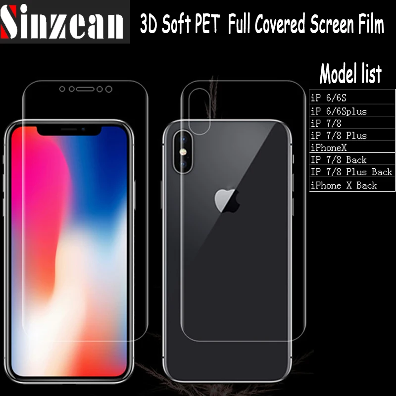 Sinzean 100 шт. 3D cuvred мягкая защитная пленка для экрана для iphone X/8/8 plus/7/7 plus/XS MAX 3D экранная пленка(не закаленное стекло