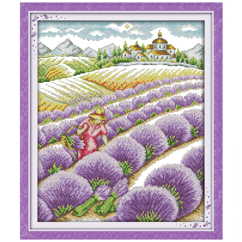 Набор для вышивки крестиком лавандовое поле (2) 11CT 14CT оптовая продажа|cross stitch 11ct|cross