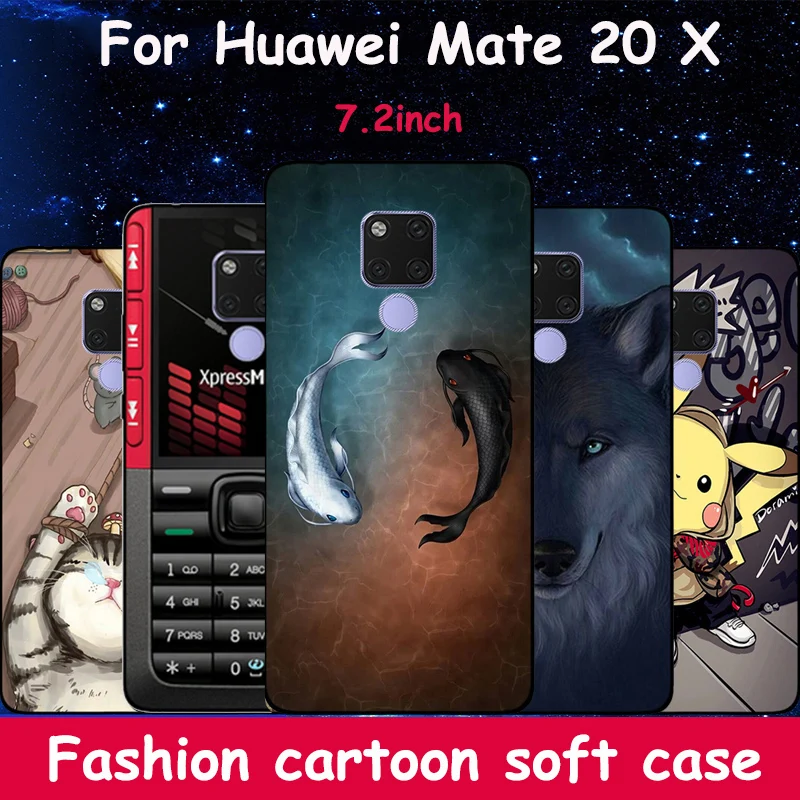 7 2-дюймовый Мягкий силиконовый чехол для телефона Huawei Mate 20 X прозрачный с рисунком