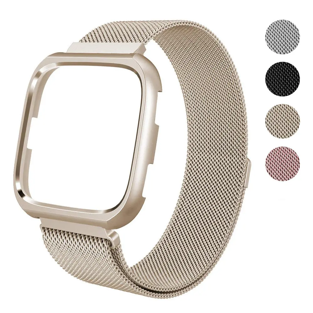 GXV Milanese Mesh Loop из нержавеющей стали металлический сменный браслет с магнитной пряжкой защитный чехол бампер для Fitbit Versa