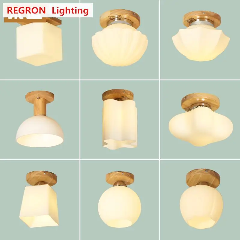 Corridor Wooden porch Lamp Solid Wood ceiling Nordic Living Room Entrance Hall Japanese home Led Ceiling Lights | Лампы и освещение