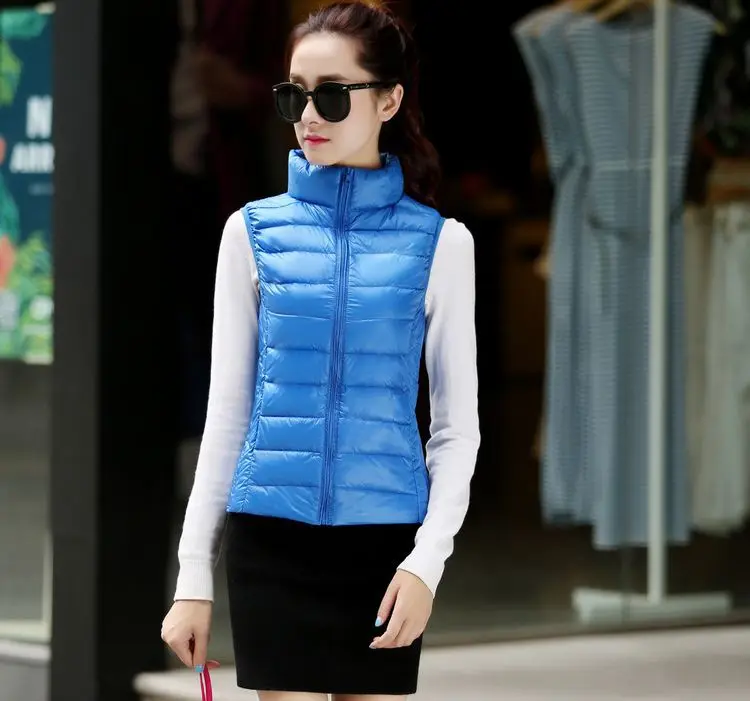 Весенний женский ультралегкий пуховой жилет зима 90% короткие пуховые куртки без