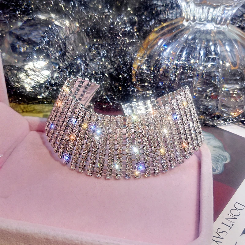 Новый Модный Блестящий браслет для женщин эффектные большие браслеты со