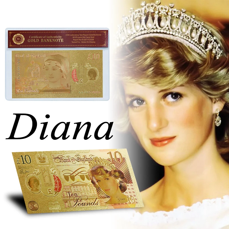 Английская последняя Роза Диана принцесса вызов банкноты Качество Позолоченные