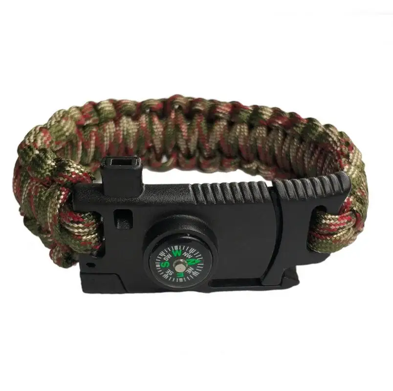Army Green Camo Открытый Кемпинг спасательный Паракорд браслет для мужчин выживания парашют шнур многофункциональный Плетеный веревочный браслет с ножом компас - Окраска металла: Army Green Camo