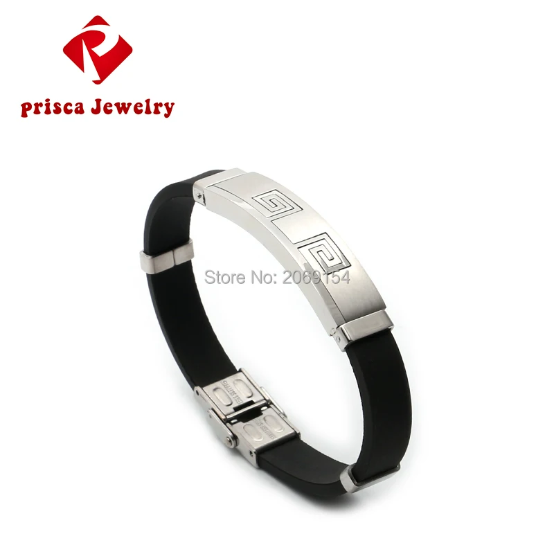 Мужской браслет из нержавеющей стали силиконовый очаровательное ювелирное