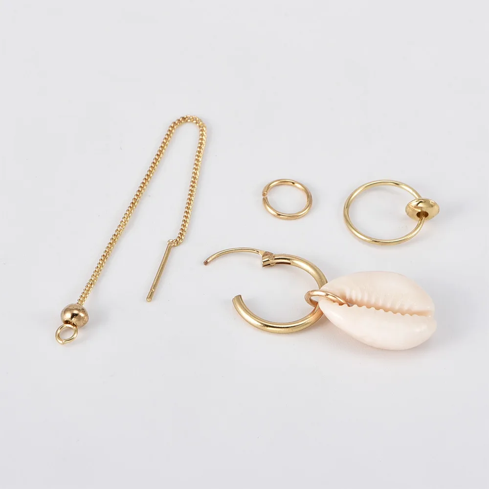 Женские винтажные серьги-кольца 8 сезонов 4 шт. оболочка золотого цвета круглые