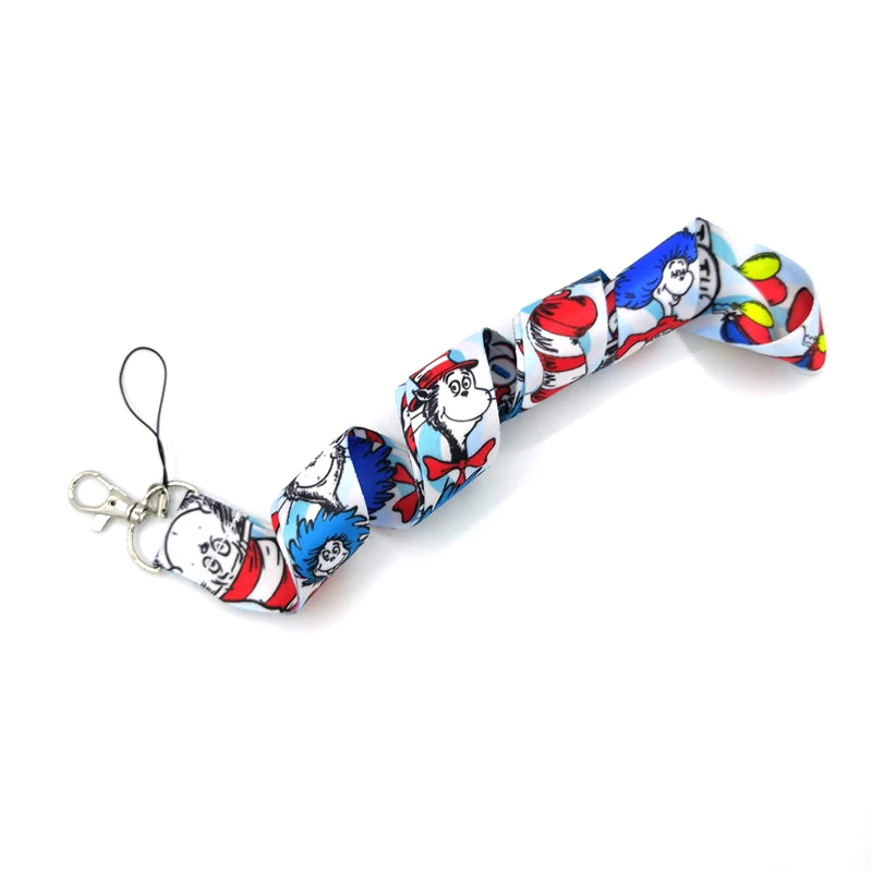 100 шт. RE250 Dr Seuss шапка кошка дети шейный ремешок брелок мобильный телефон ремень ID