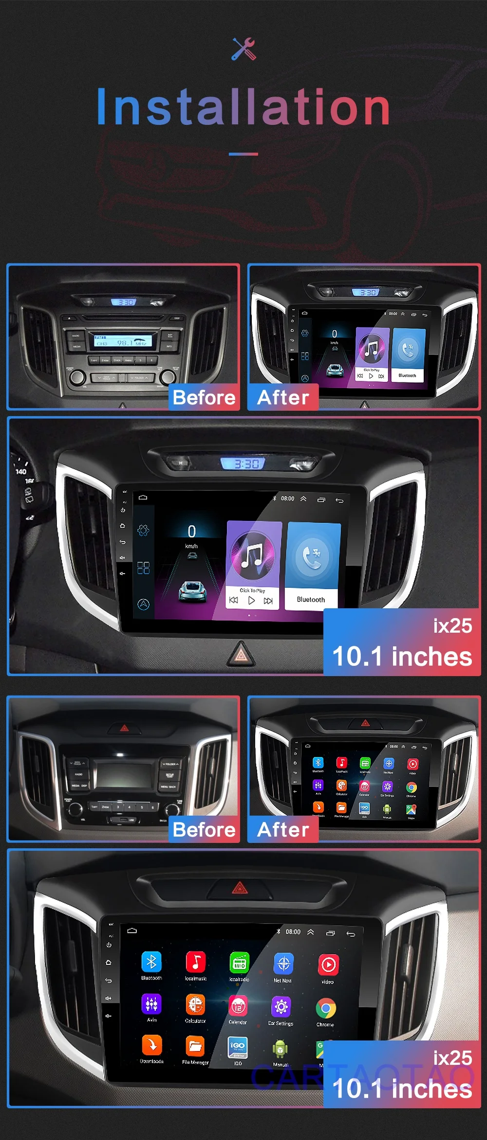 2G+ 32G 10," 2din Android 8,1 GO автомобильный dvd-плеер для hyundai Creta IX25 автомобильный Радио gps навигация wifi Bluetooth MP5 плеер