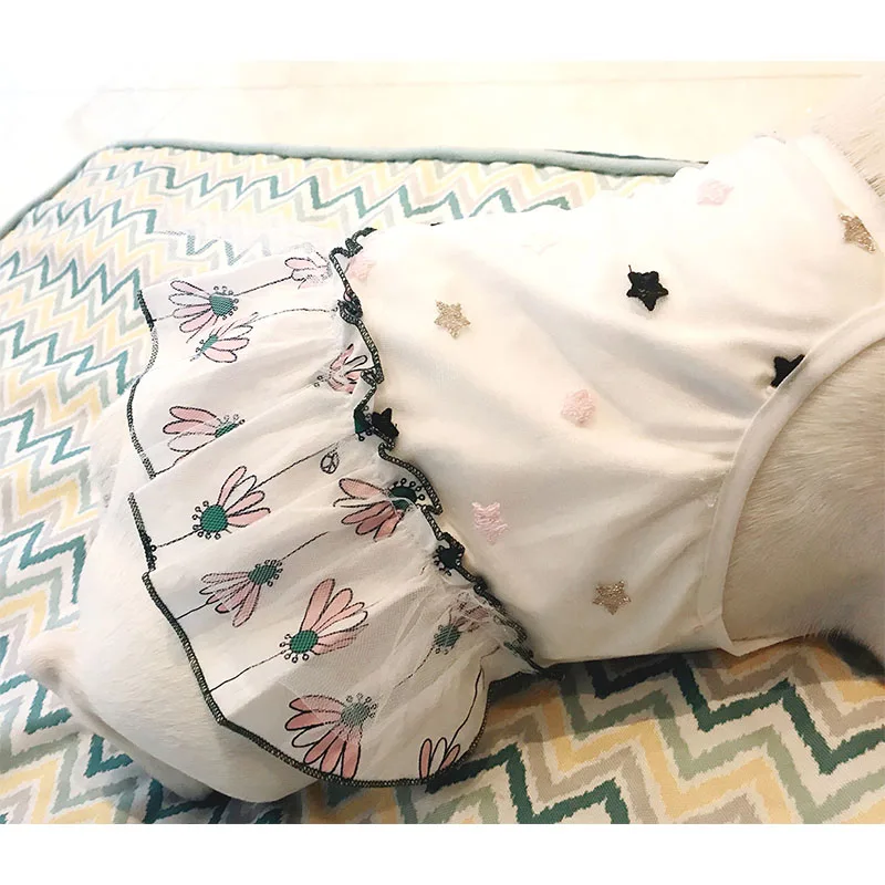 Одежда для маленьких собак Цветочное платье французского бульдога Йорков милая