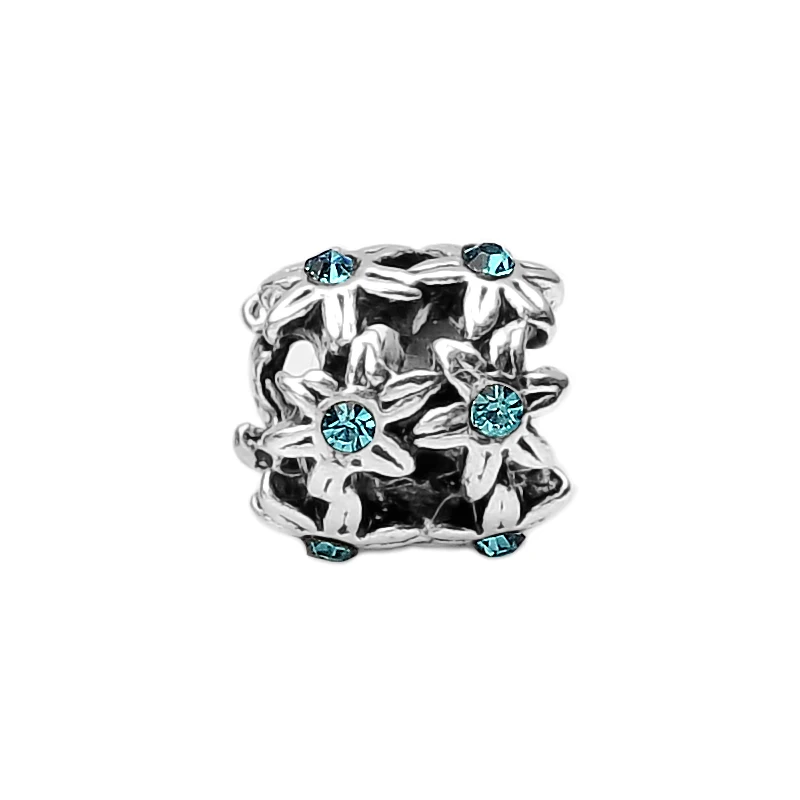 Модные красивые хрустальные бусины-цветы серебряного цвета подходят для