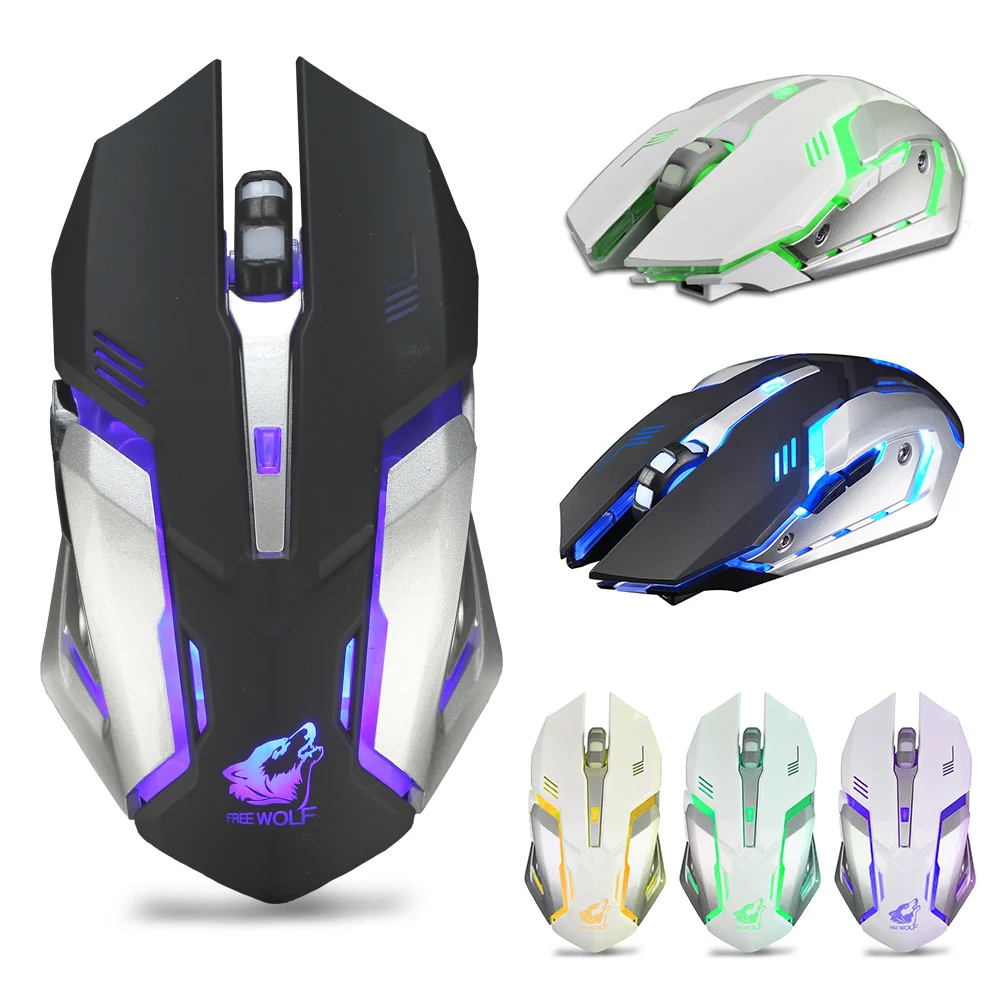 

New Arrival X7 7 Colors Light Silent 6 Buttons Rechargeable Wireless Optical Gaming Mouse