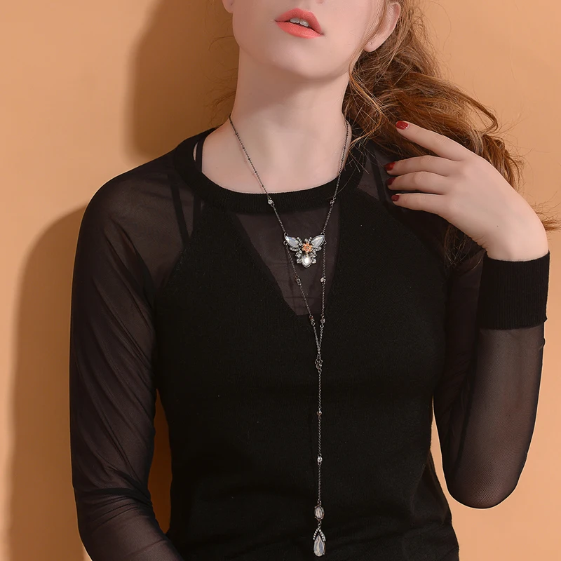 Длинная цепочка кулон ожерелье корейская мода мой заказ ювелирное изделие