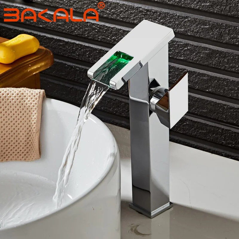 Bathroom Faucet with LED light Chrome Polished Led Tap Basin Deck Mounted Sink Mixer Will Change | Обустройство дома