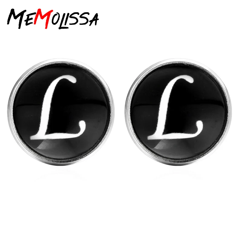 

MeMolissa 2018 New Arrival Glass Cabochon Letters L Cufflinks Abotoadura Fashion Matel Luxury Cuff links Mens Jewelry
