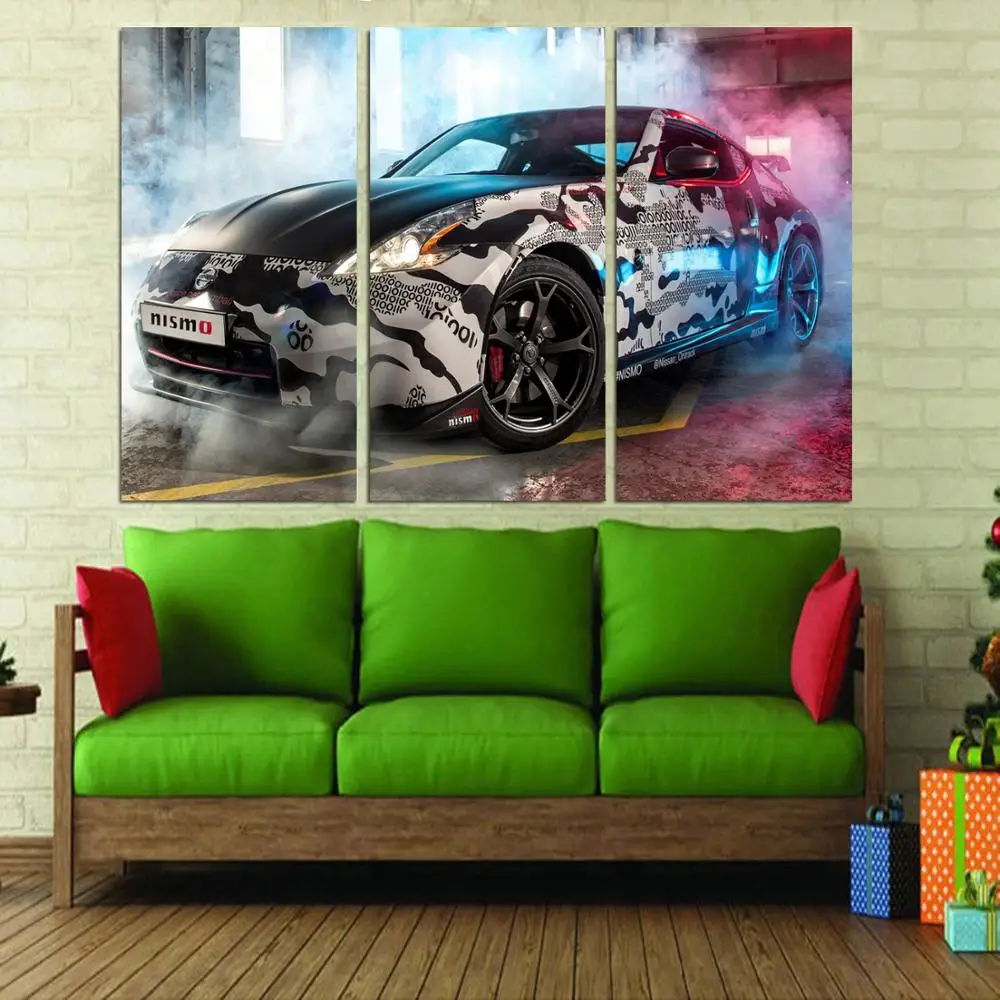 

Drop shipping 3 Panel printed painting Car Painting Canvas Wall Art Picture Home Decoration Living Room Modern painting LS277