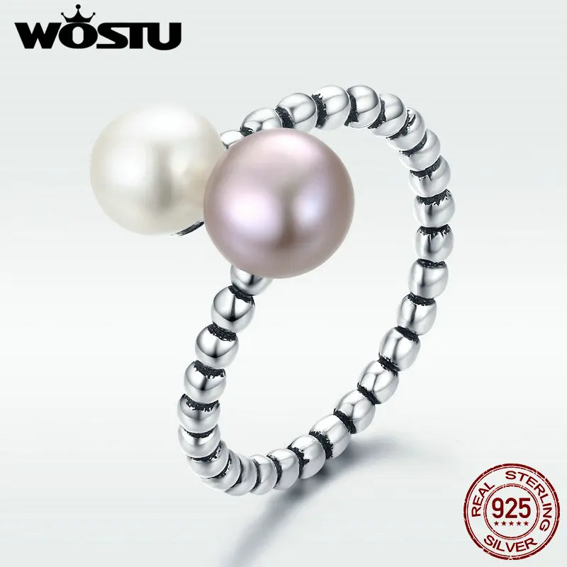 Женские кольца WOSTU из стерлингового серебра 925 пробы с белым и розовым