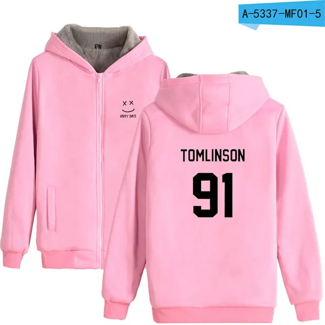 One Direction Луи Томлинсон зимняя толстовка флисовая теплая куртка утепленное пальто Miss You Толстовка с принтом одежда унисекс - Цвет: pink