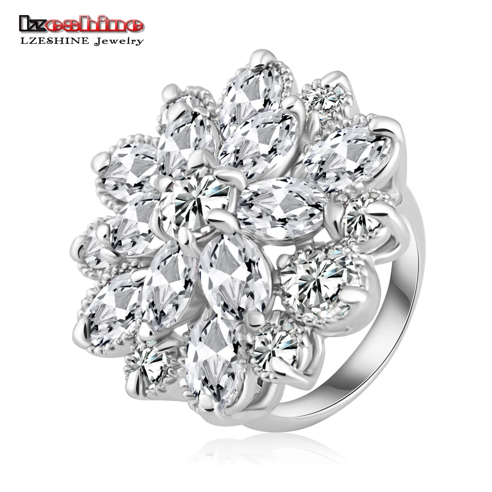LZESHINE уникальный модный разноцветный цветок Обручальные кольца розовое золото